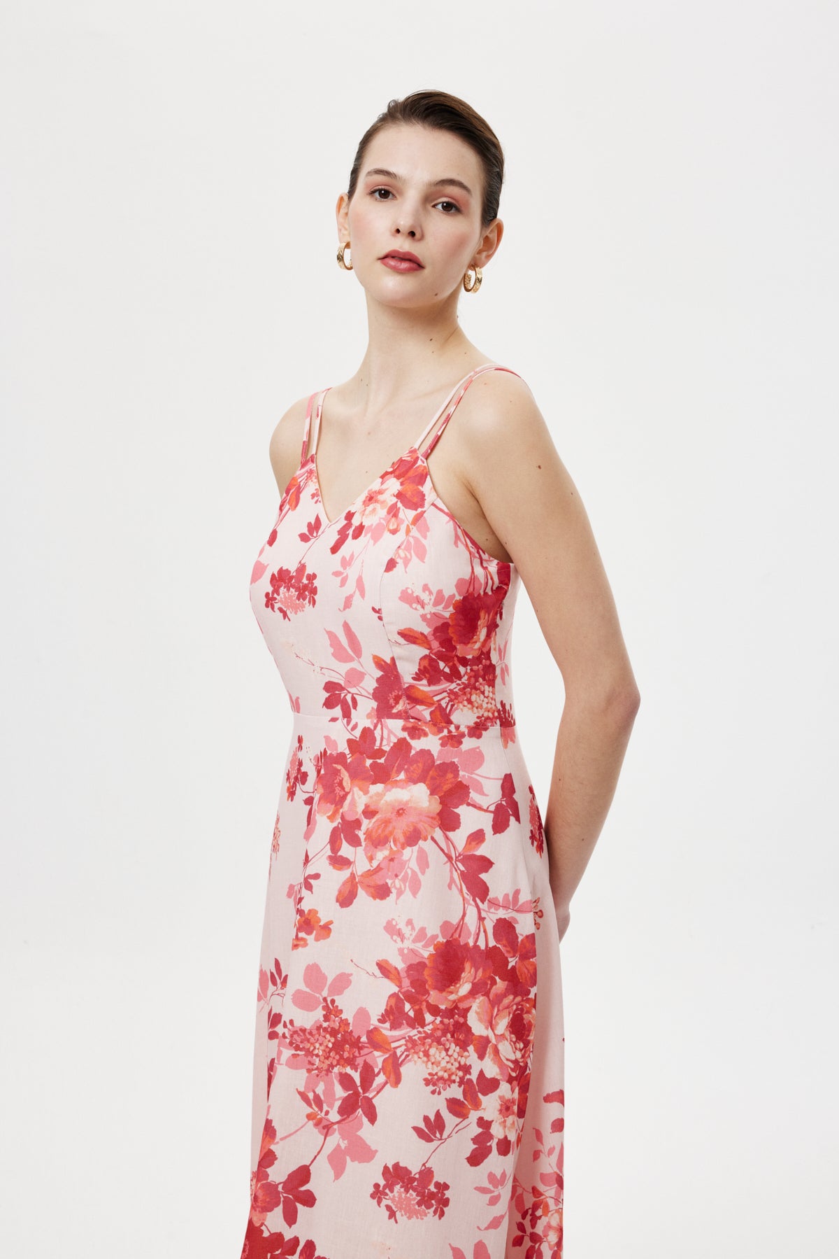 Floral Maxi Elbise PEMBE