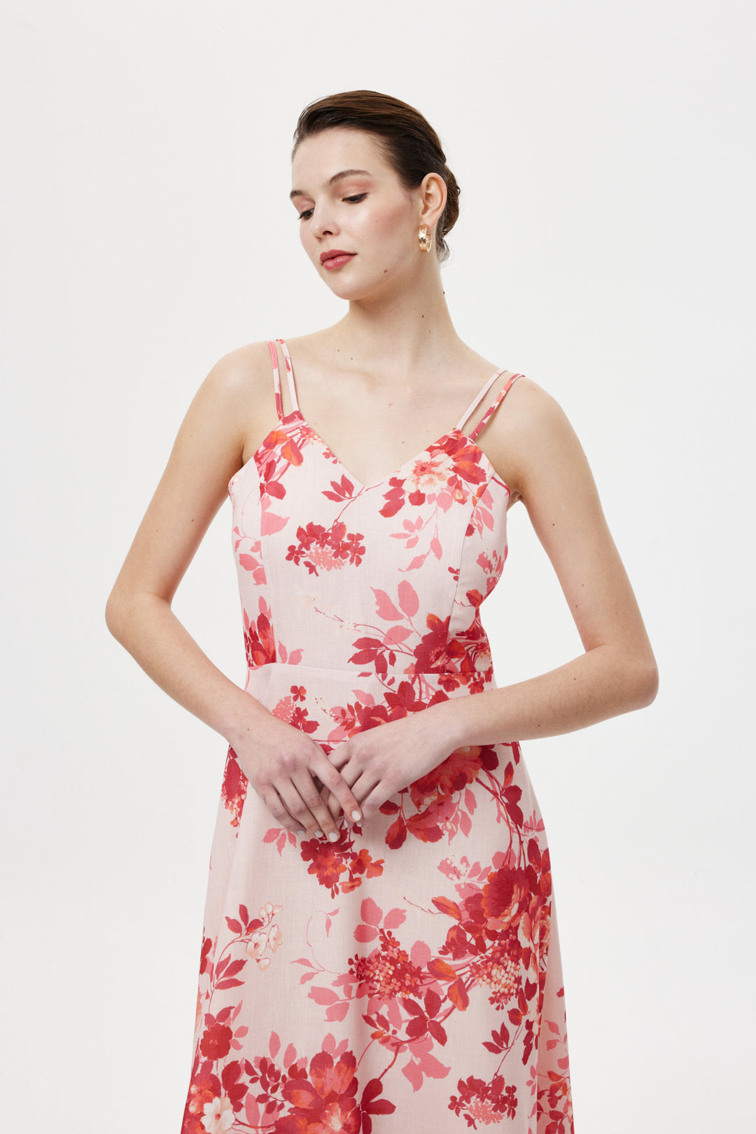 Floral Maxi Elbise PEMBE