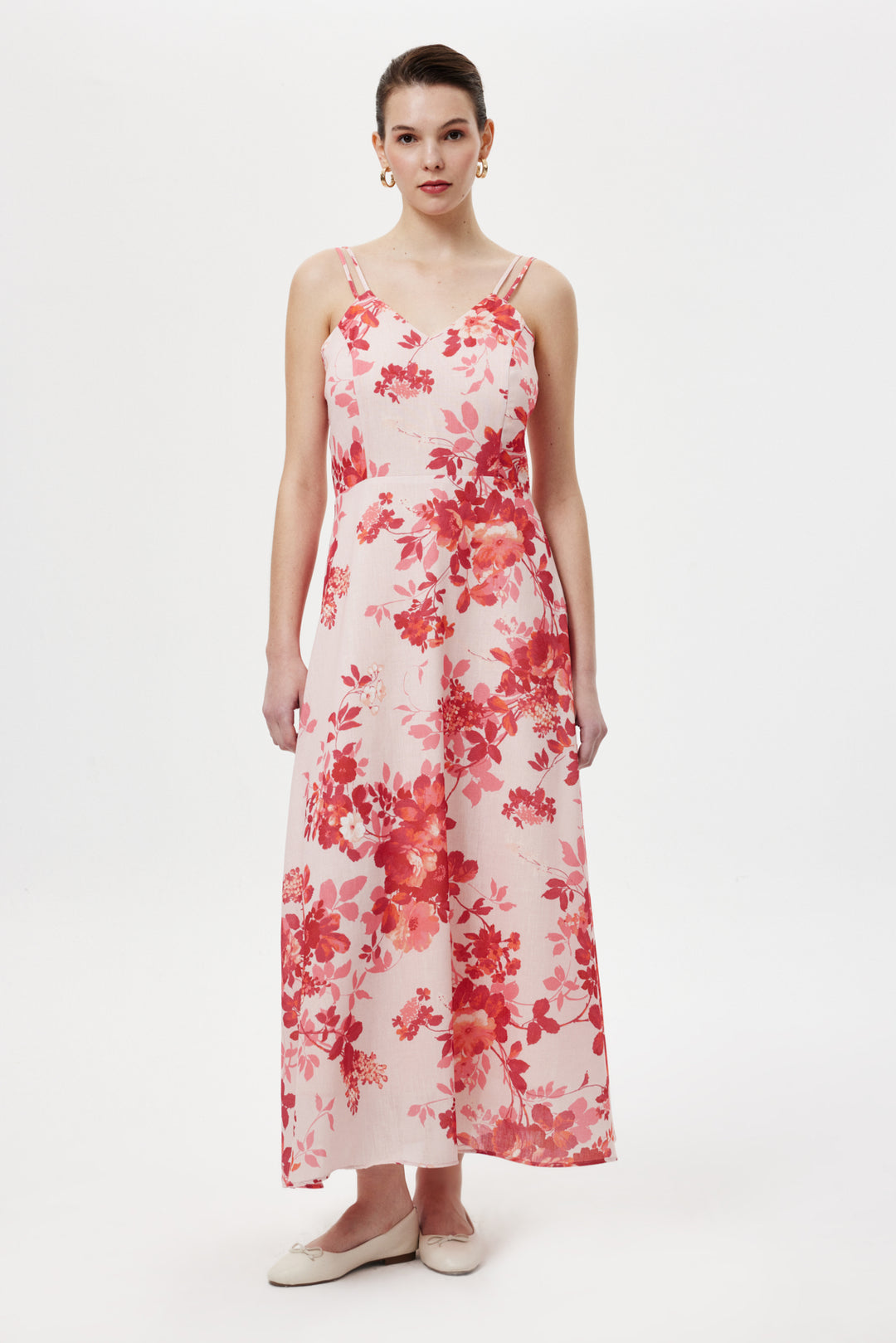 Floral Maxi Elbise PEMBE