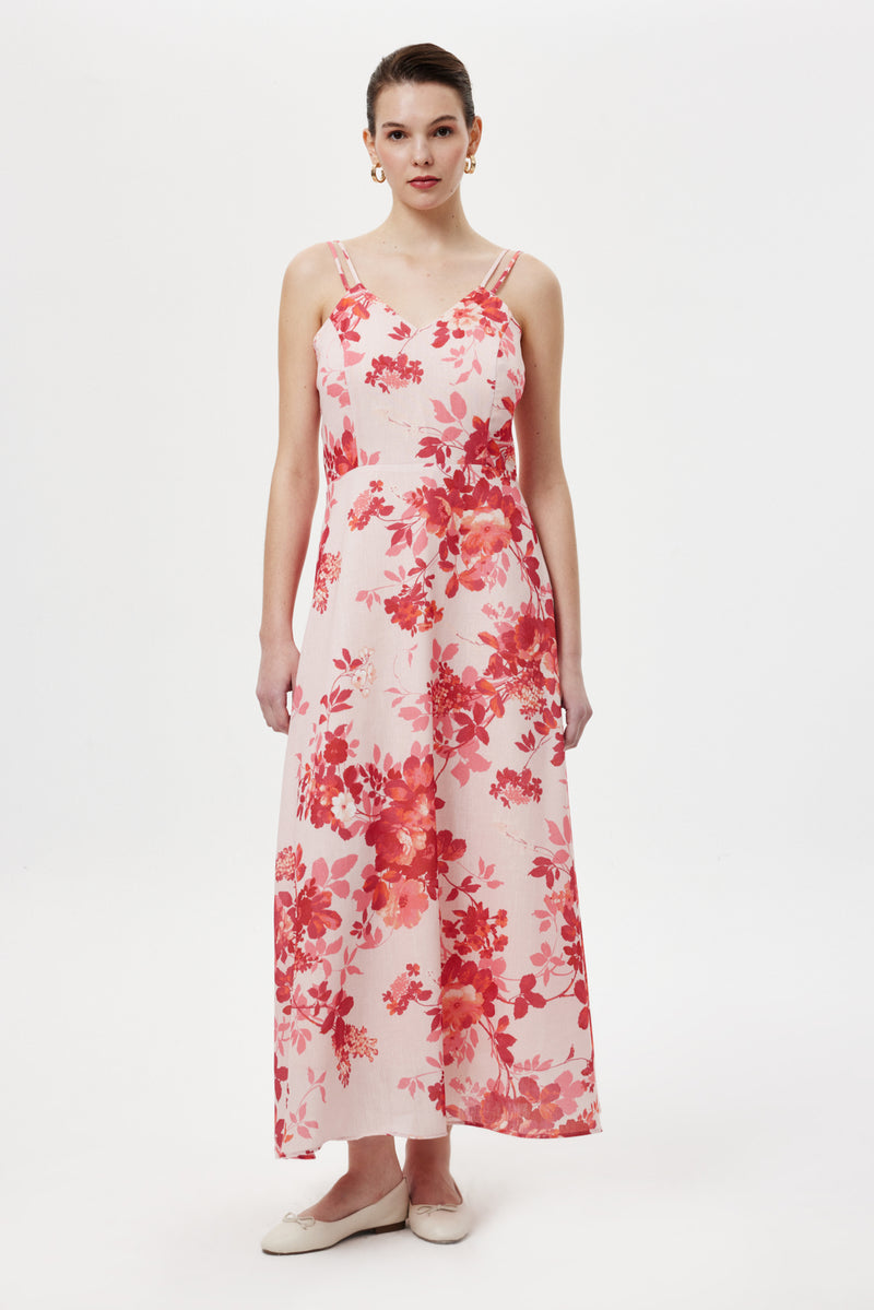 Floral Maxi Elbise PEMBE
