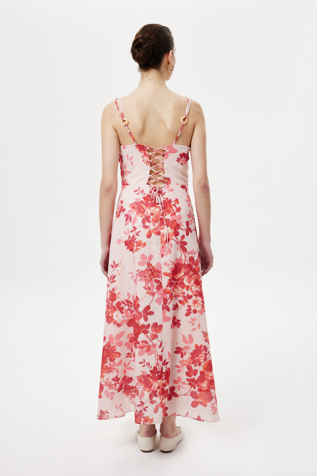 Floral Maxi Elbise PEMBE