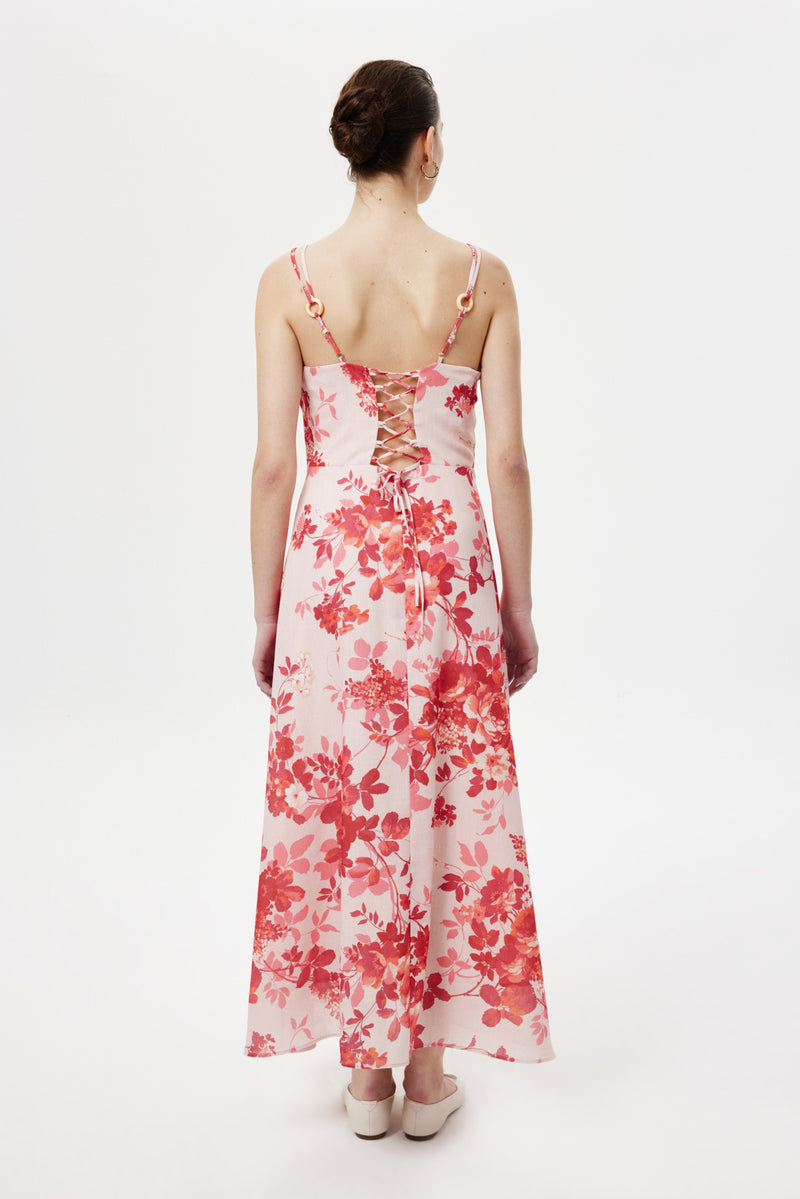 Floral Maxi Elbise PEMBE