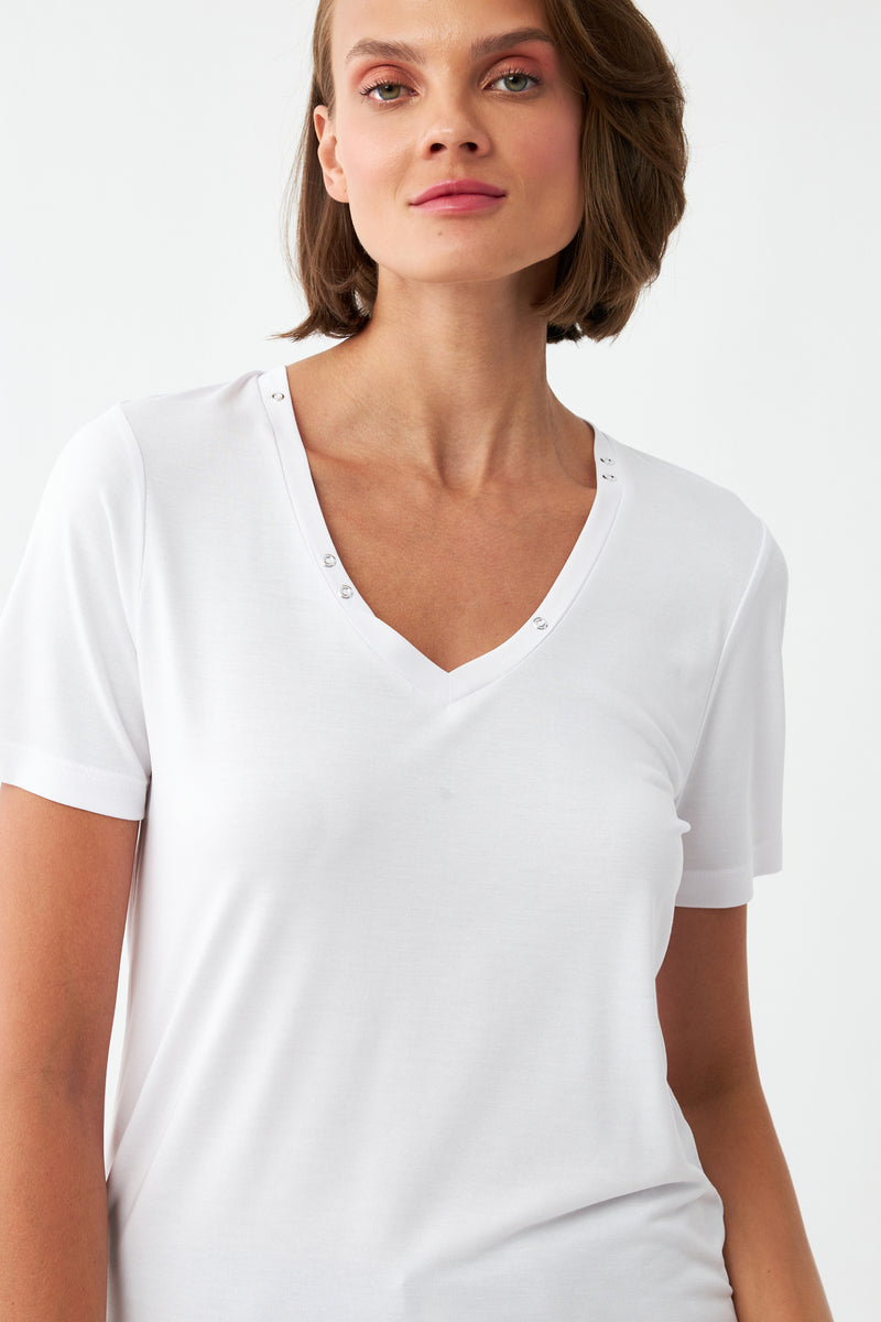 V Yaka Basic Tişört