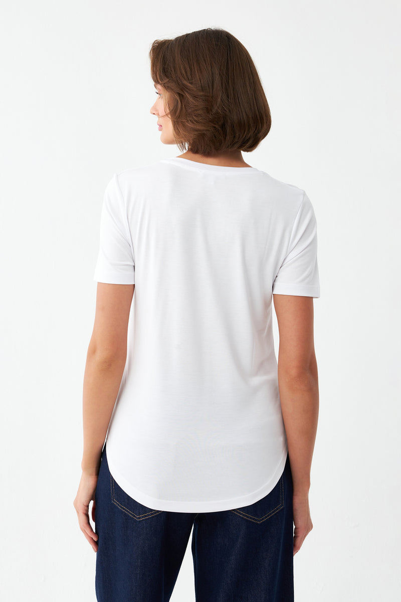 V Yaka Basic Tişört