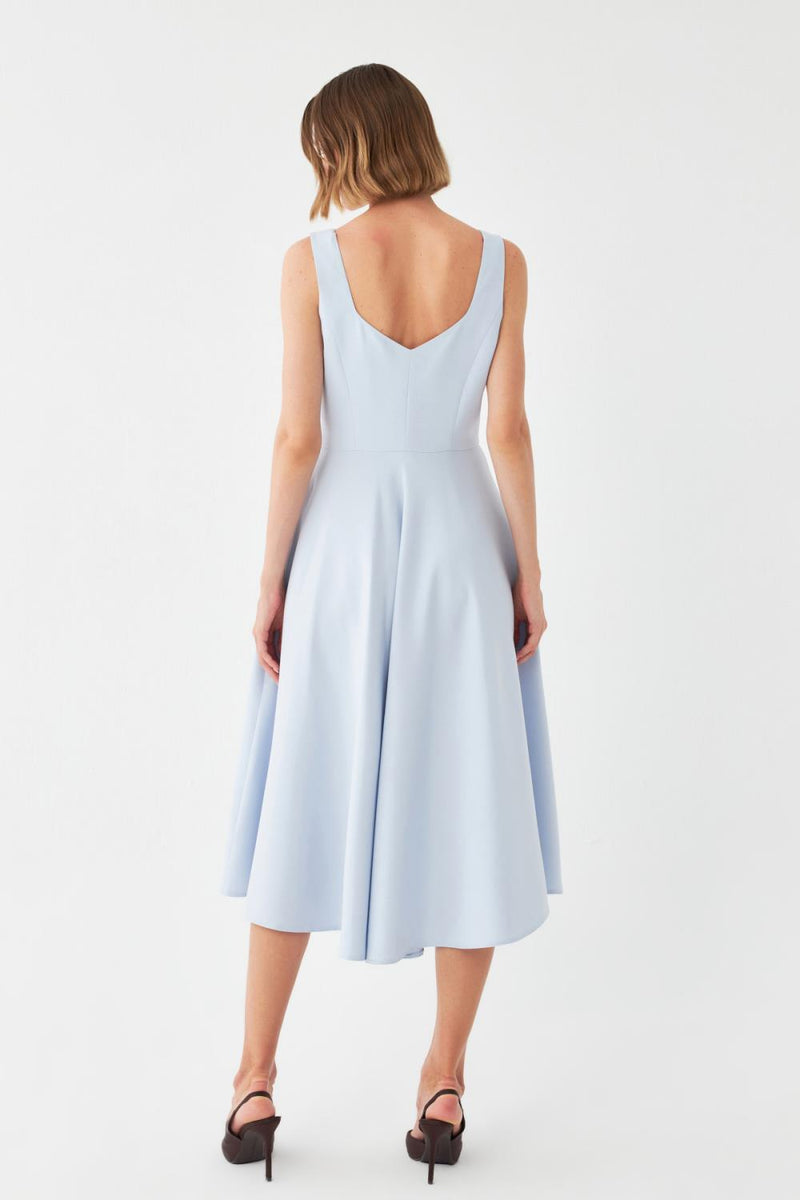 İnci Düğmeli Midi Elbise