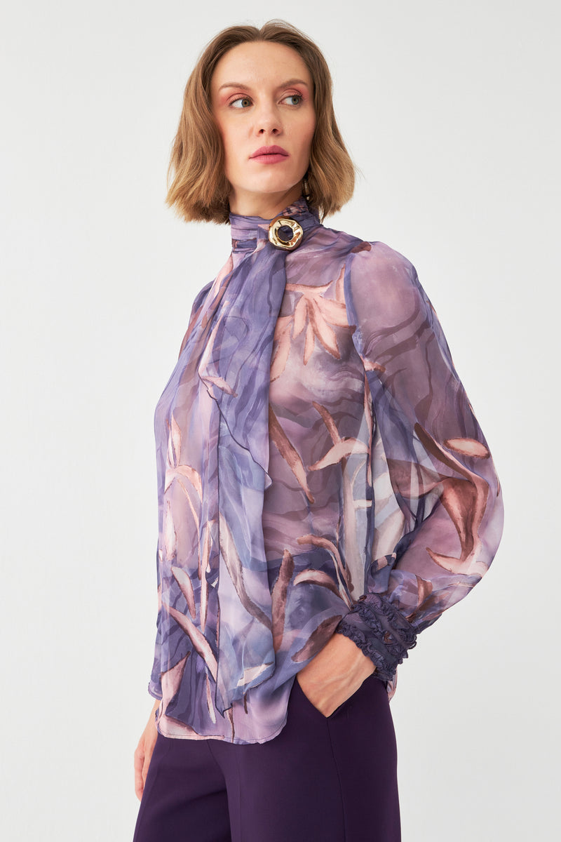 Şifon Fular Yaka Bluz