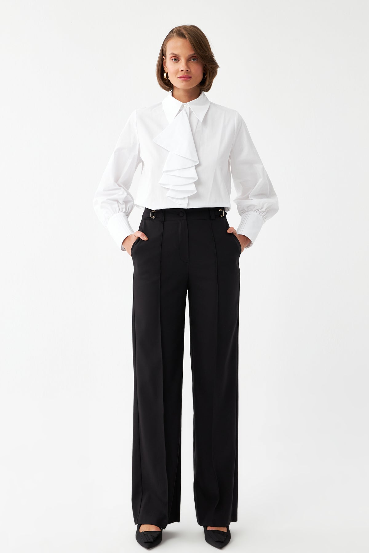 Yüksek Bel Geniş Paça Pantolon