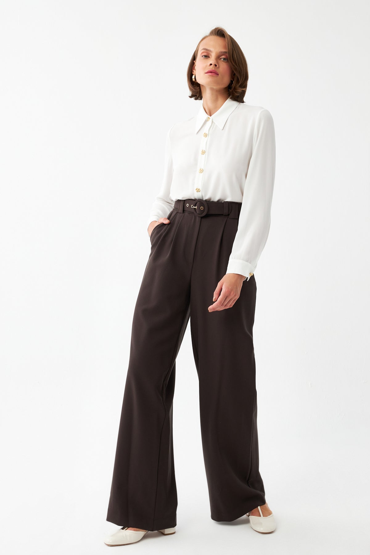 Yüksek Bel Palazzo Pantolon