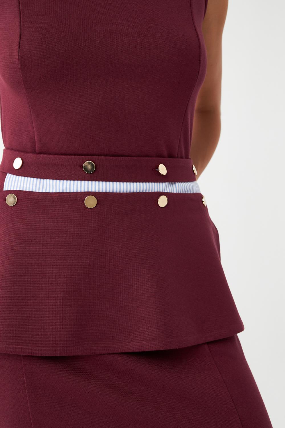 Kemerli Midi Elbise BORDO