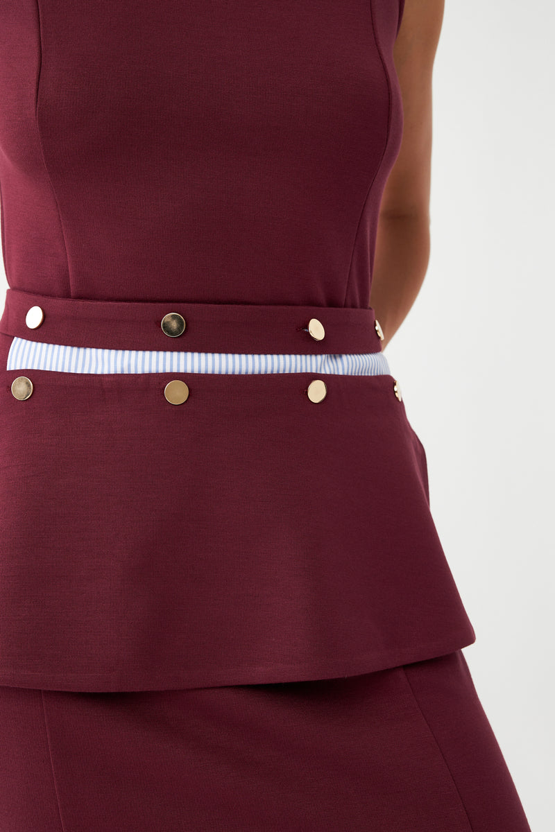 Kemerli Midi Elbise BORDO