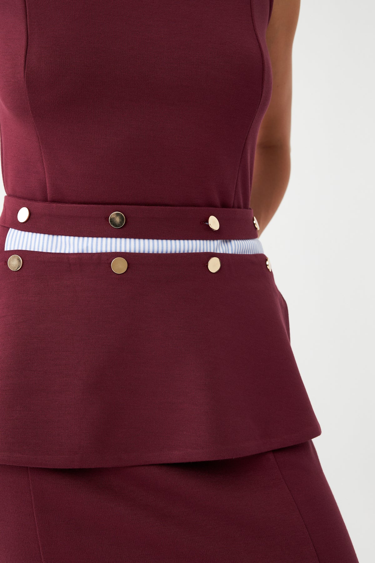 Kemerli Midi Elbise BORDO