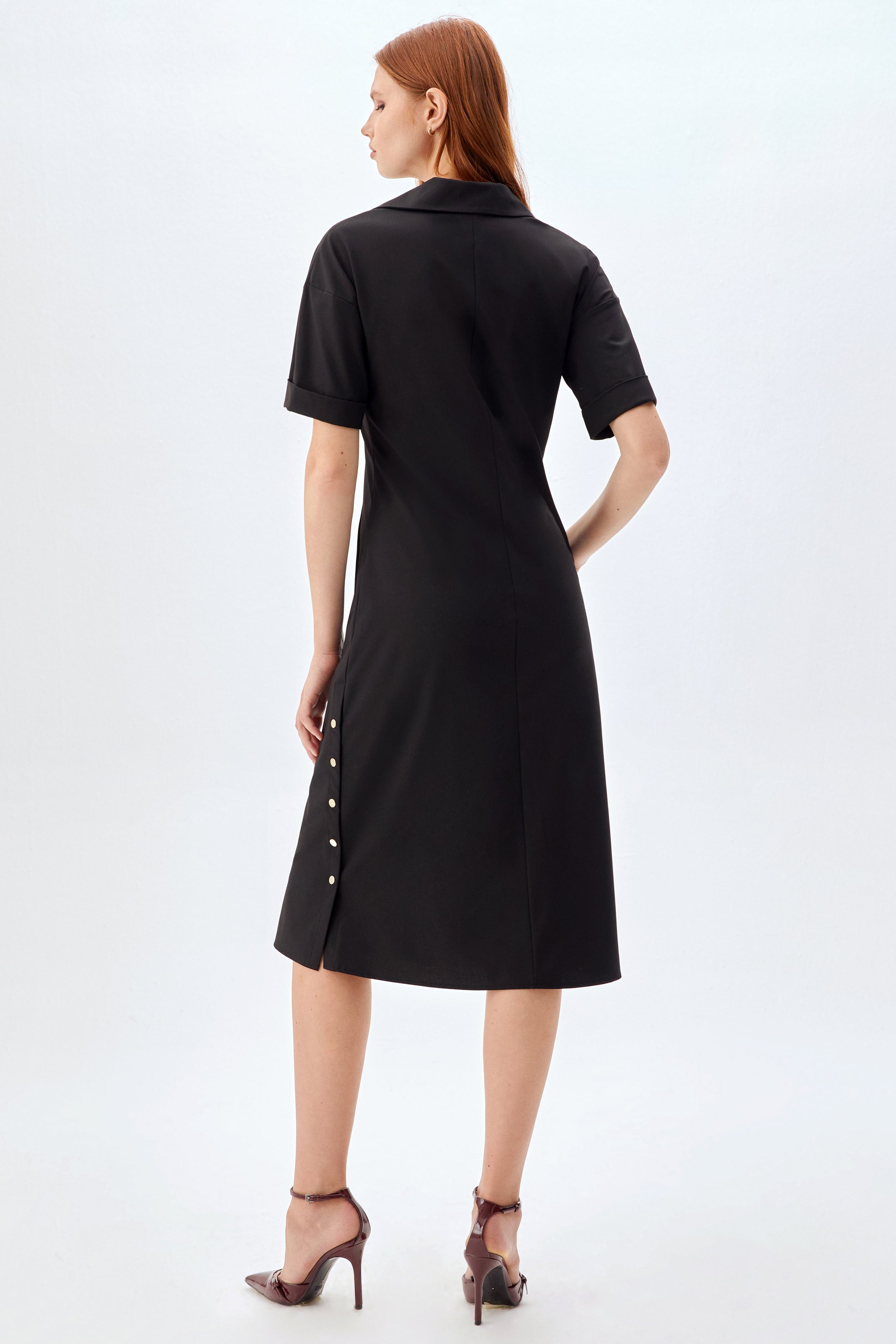 Casual-Fit Midi Elbise SİYAH