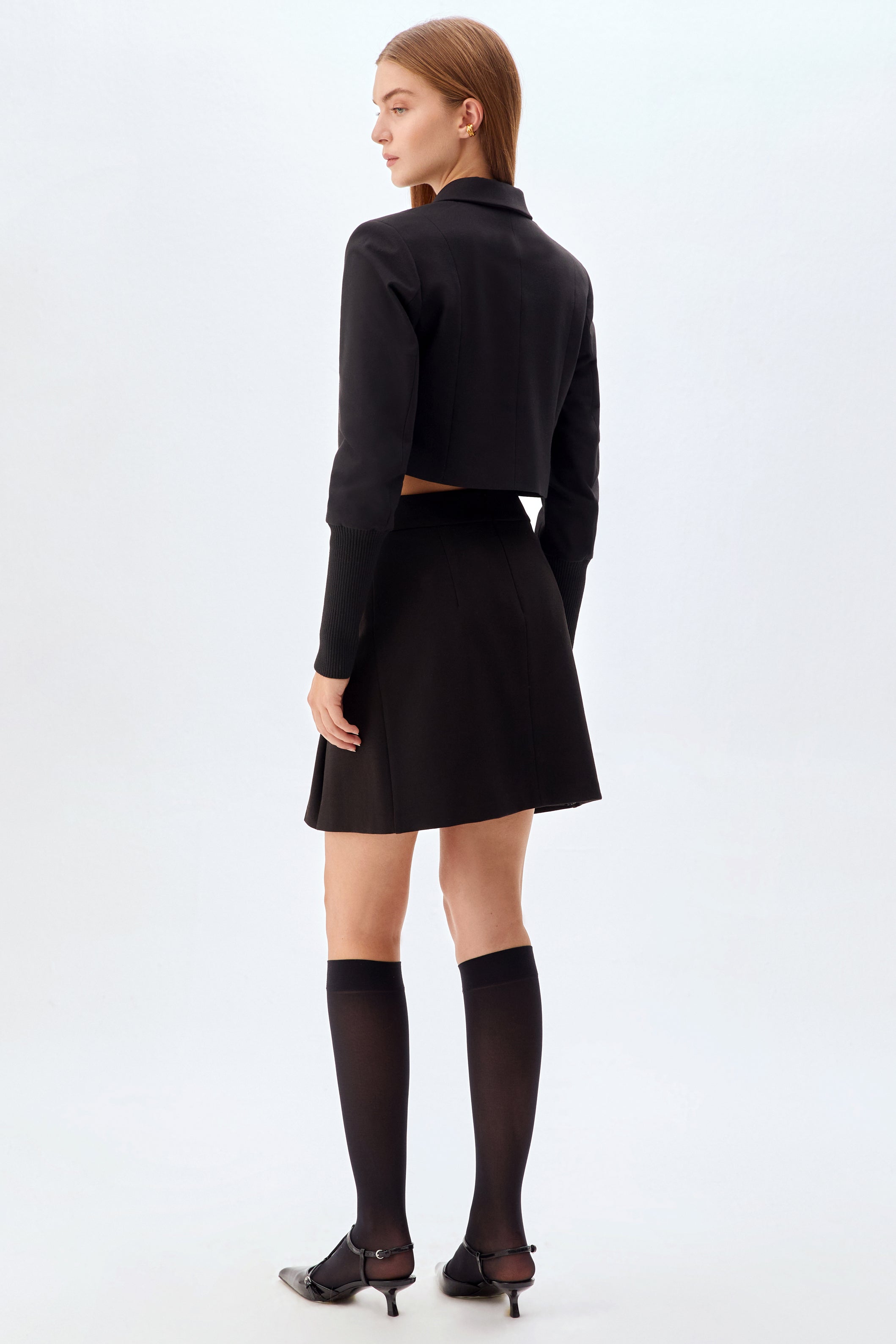 Kruvaze Kapama Crop Ceket SİYAH