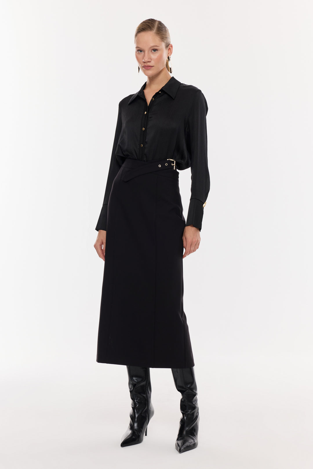 Kuşak Detaylı Kalem Etek