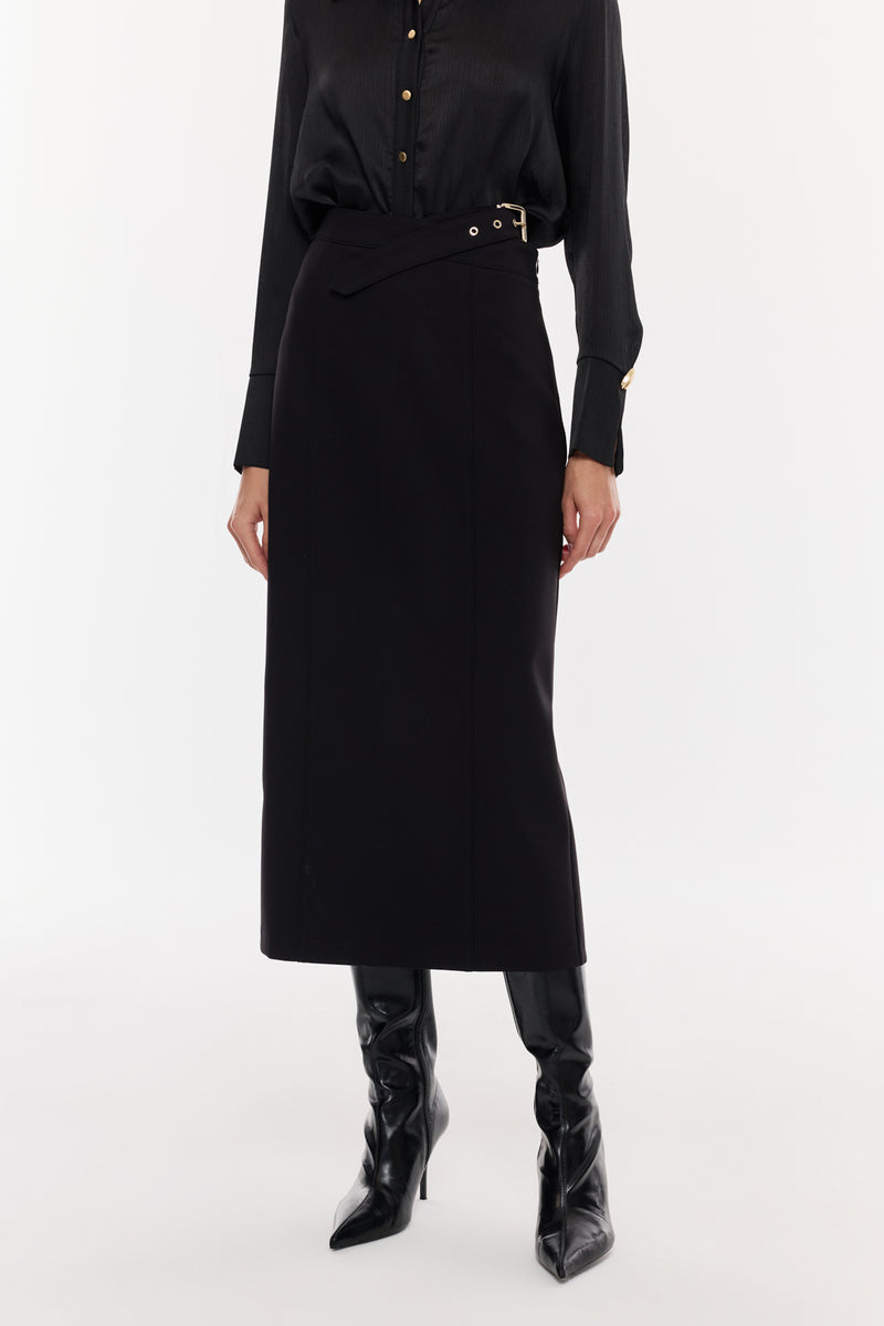 Kuşak Detaylı Kalem Etek