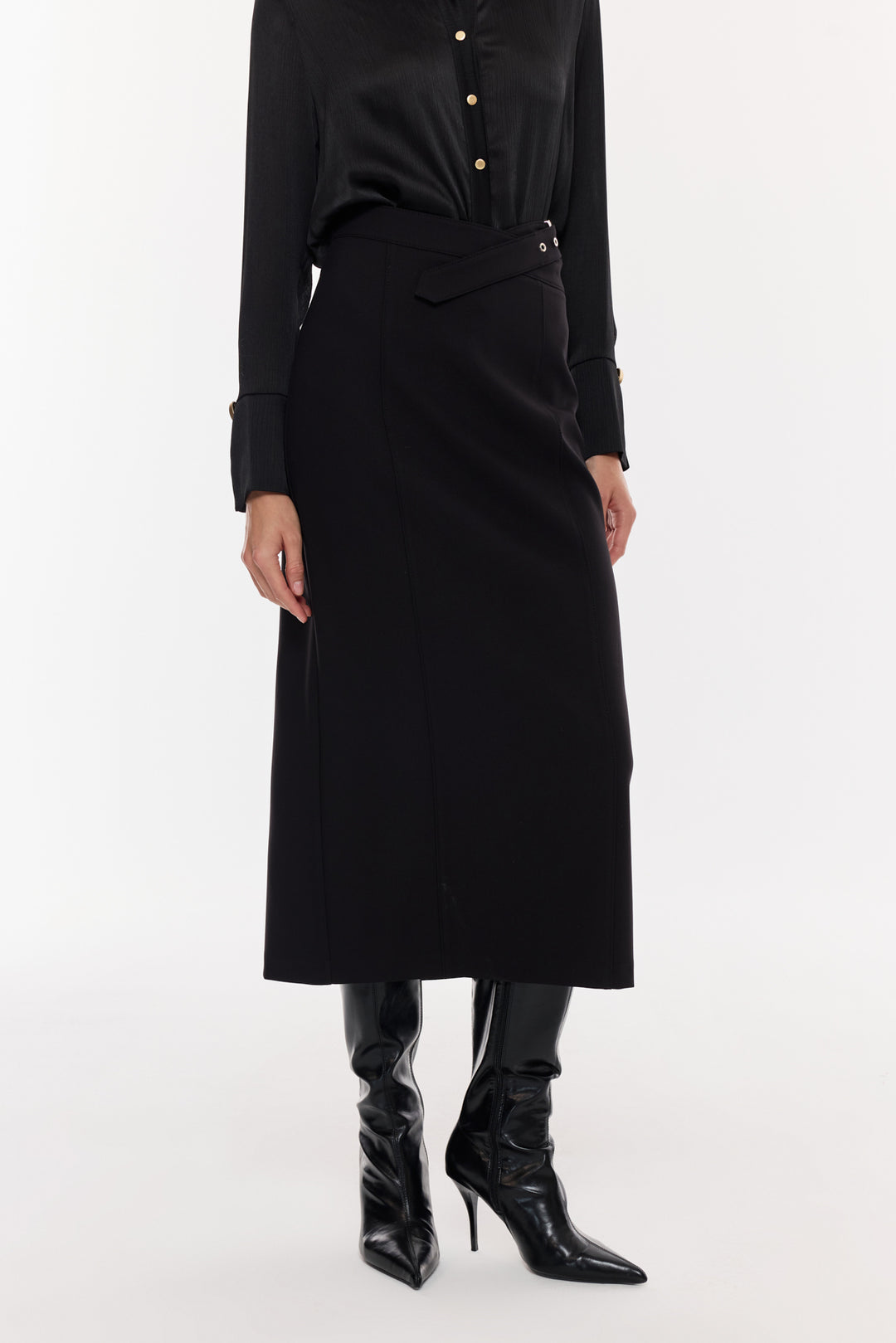 Kuşak Detaylı Kalem Etek