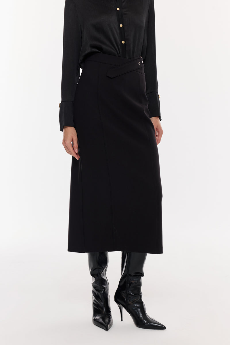 Kuşak Detaylı Kalem Etek