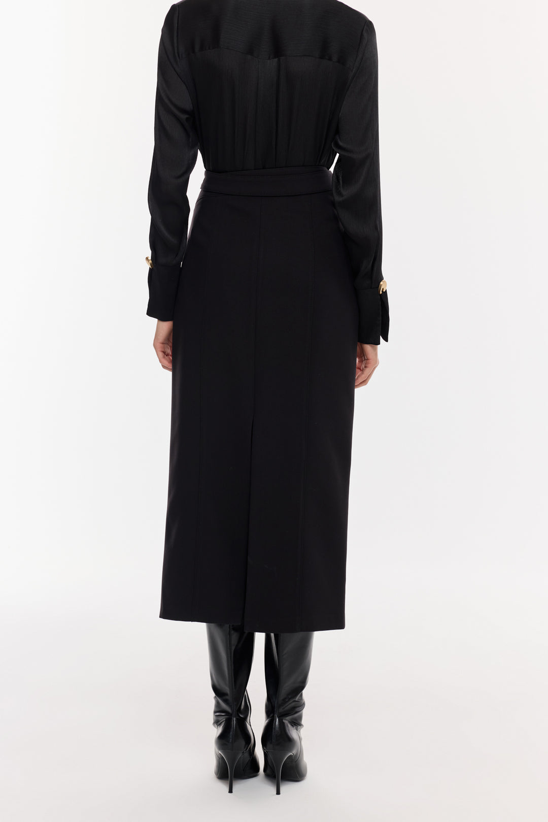 Kuşak Detaylı Kalem Etek