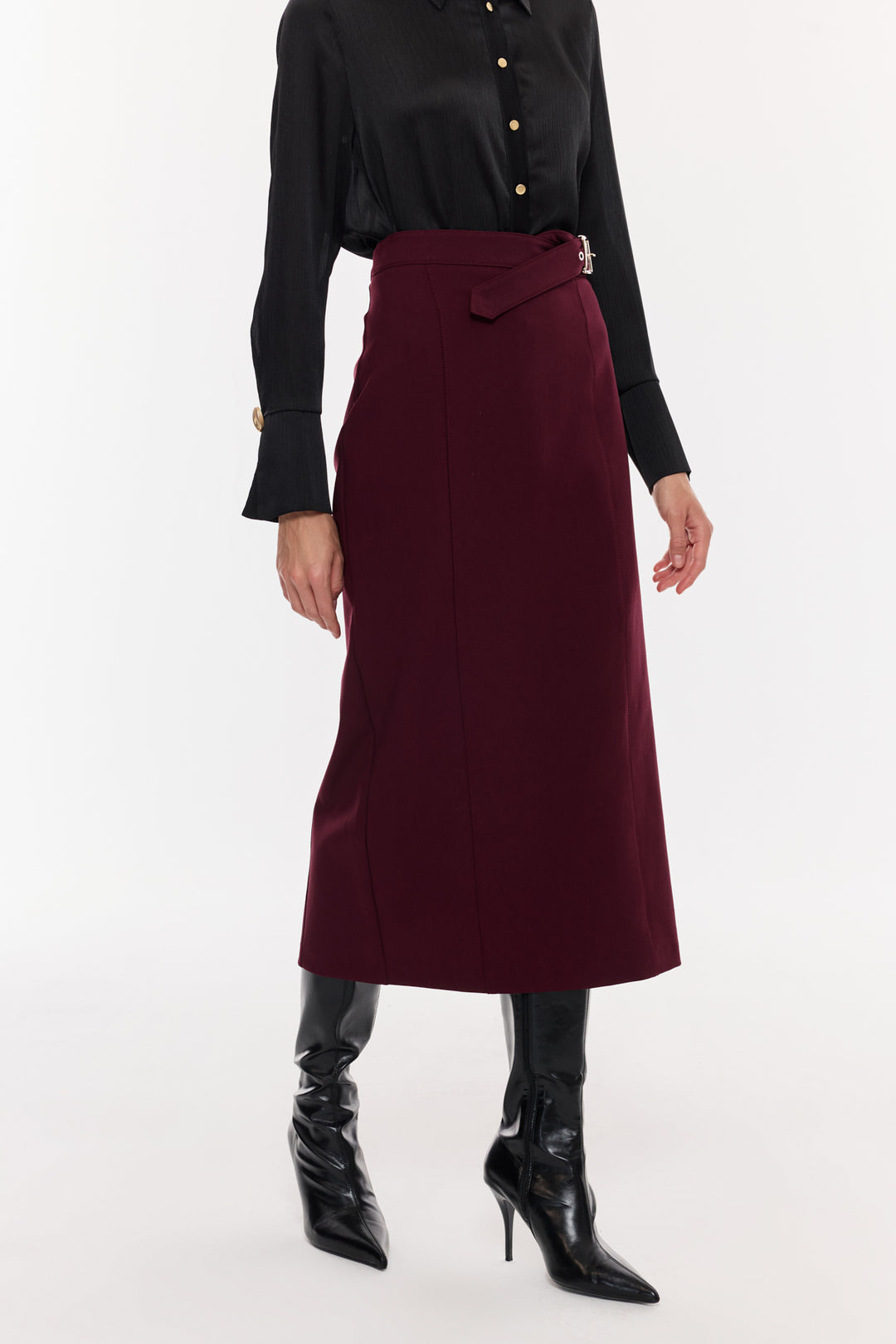 Kuşak Detaylı Kalem Etek