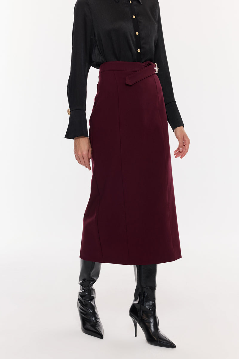 Kuşak Detaylı Kalem Etek