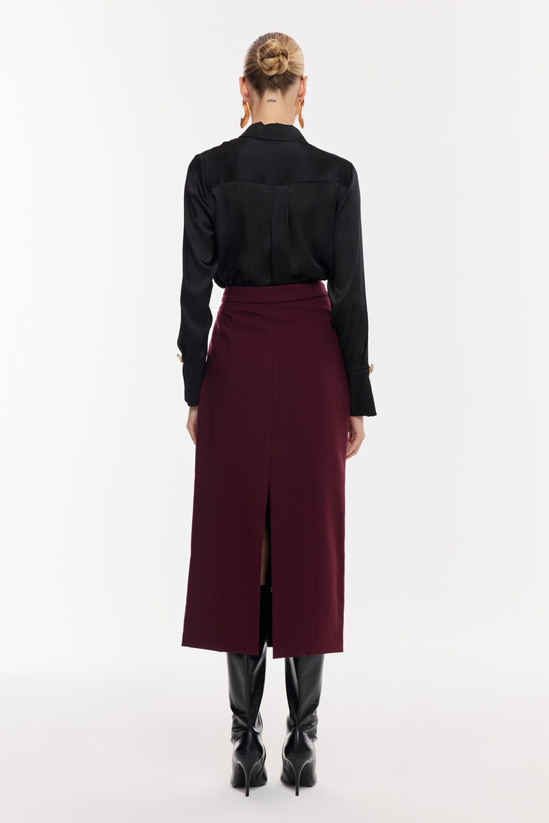 Kuşak Detaylı Kalem Etek