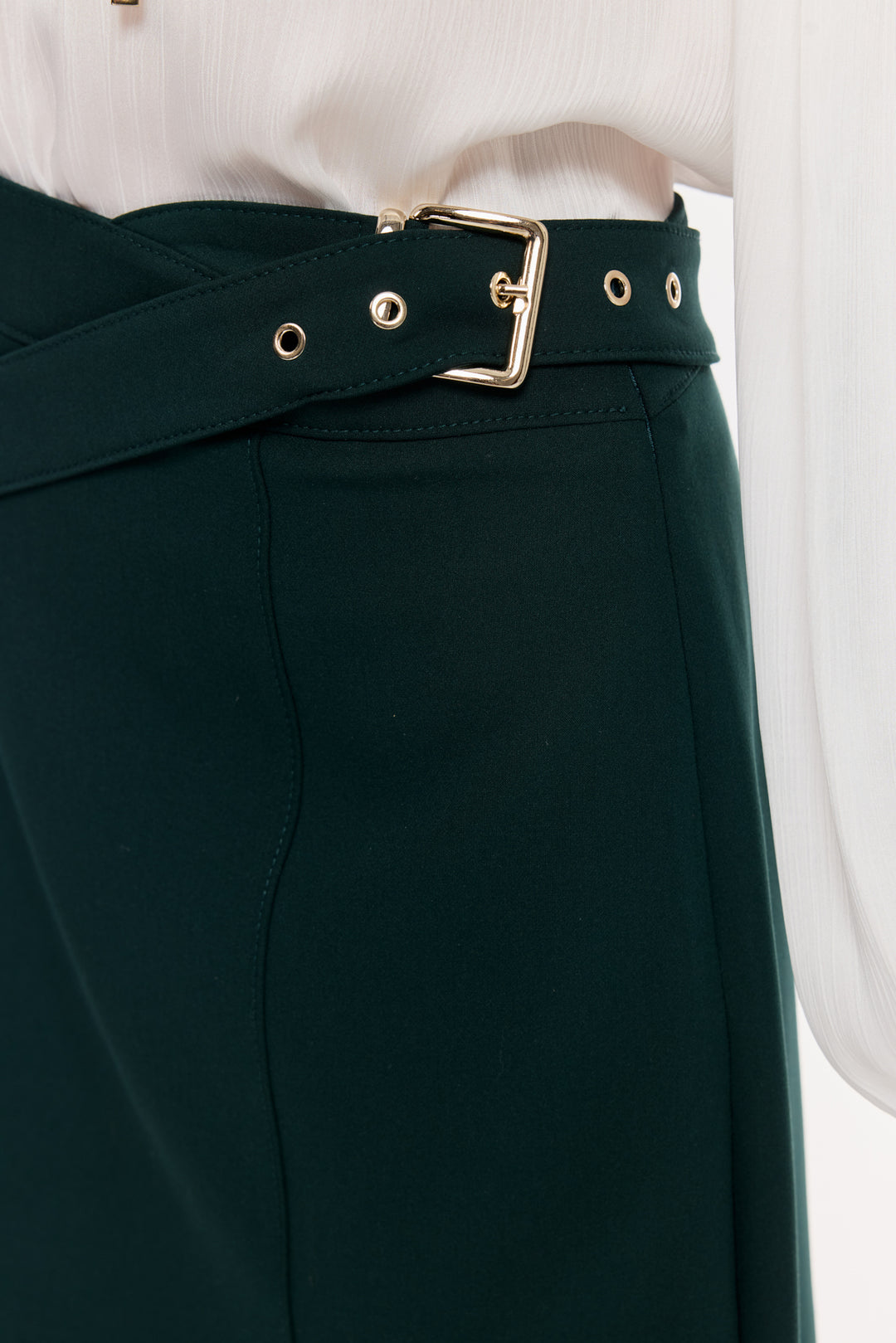 Kuşak Detaylı Kalem Etek