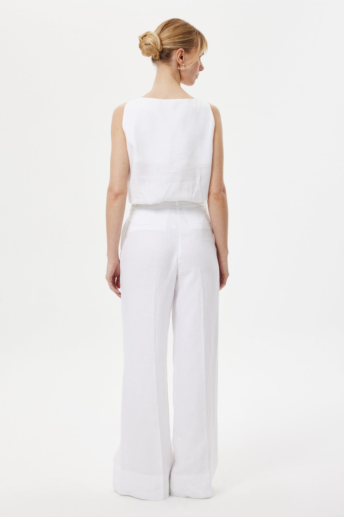 Loose-Fit Keten Pantolon BEYAZ