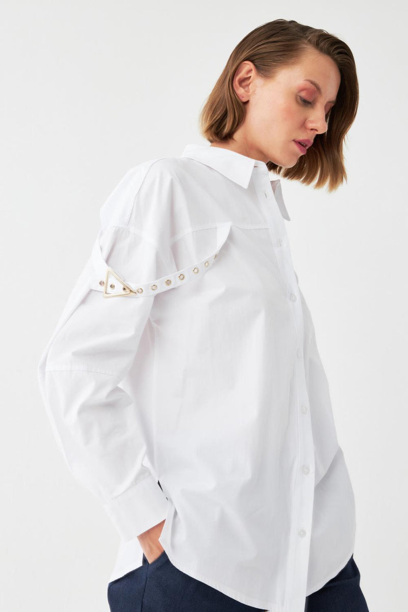 Metal Aksesuarlı Pamuk Gömlek