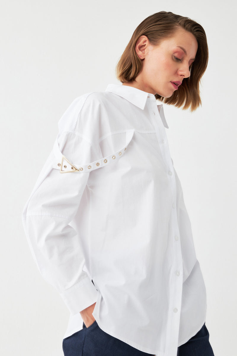 Metal Aksesuarlı Pamuk Gömlek