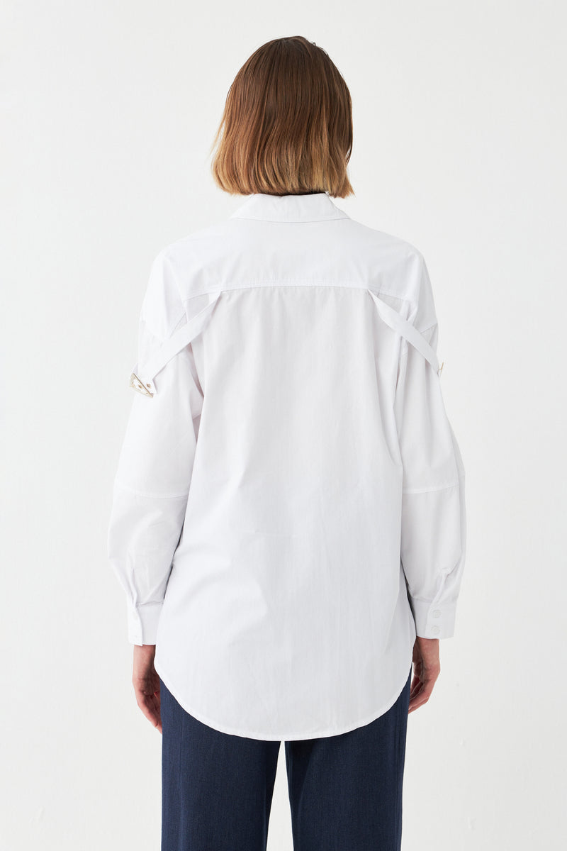 Metal Aksesuarlı Pamuk Gömlek