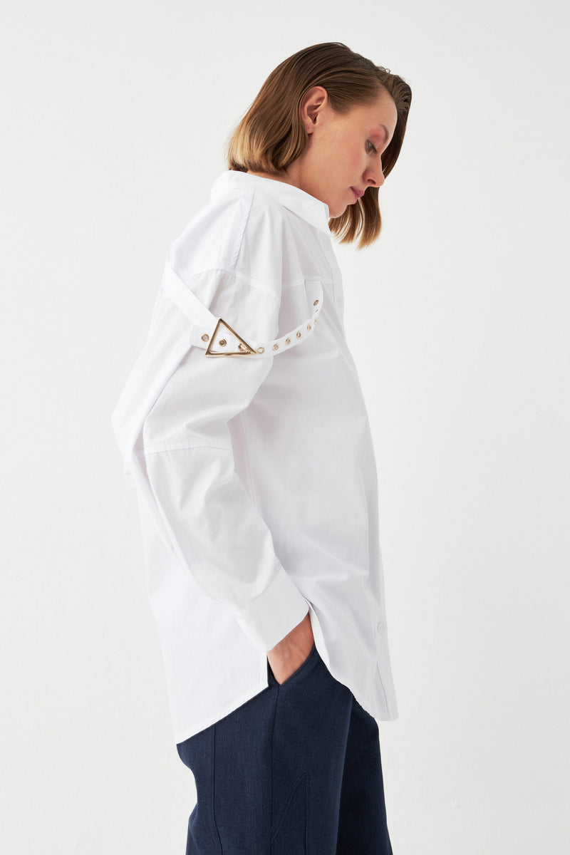 Metal Aksesuarlı Pamuk Gömlek