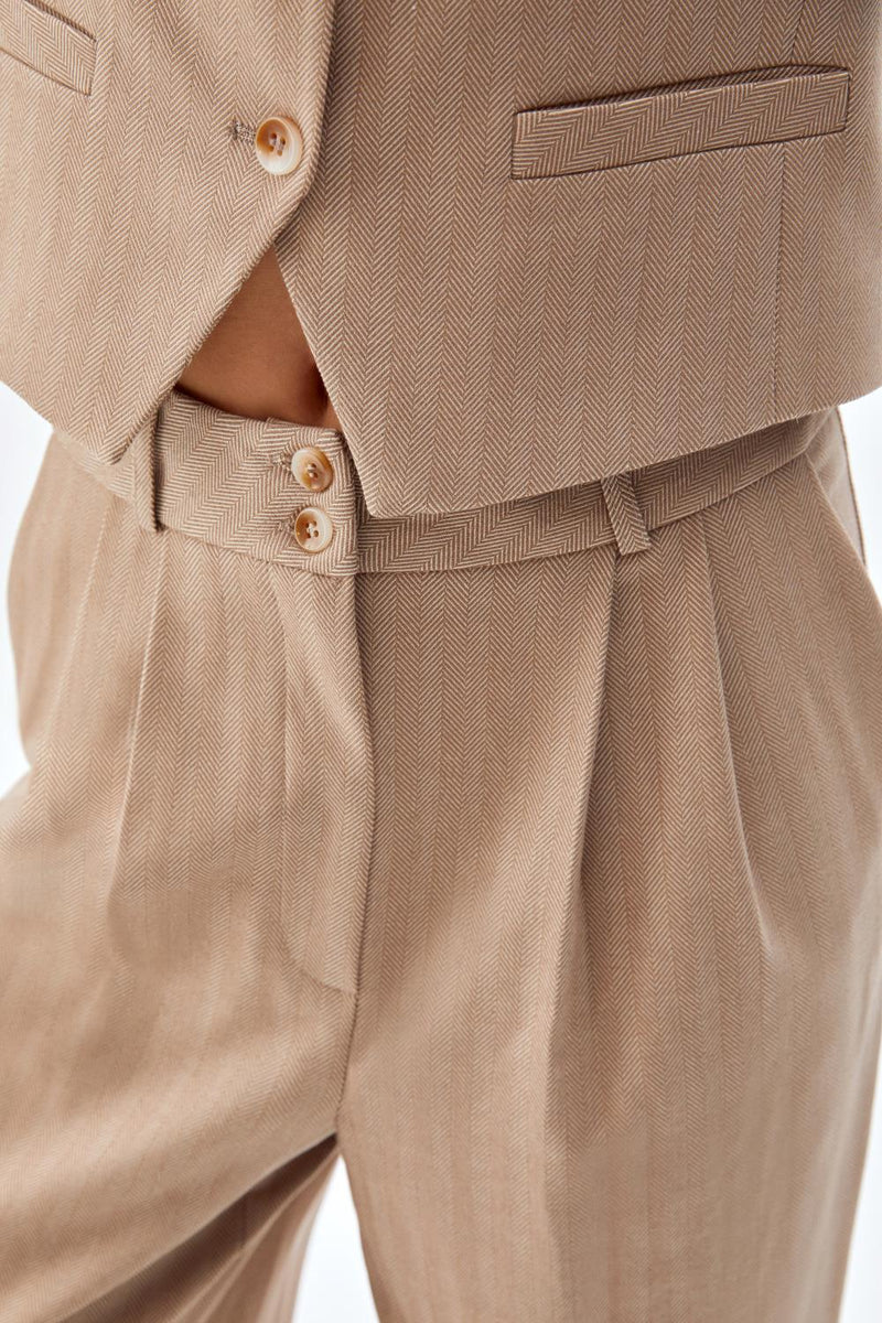 Palazzo Pantolon Yelek Takım BEJ