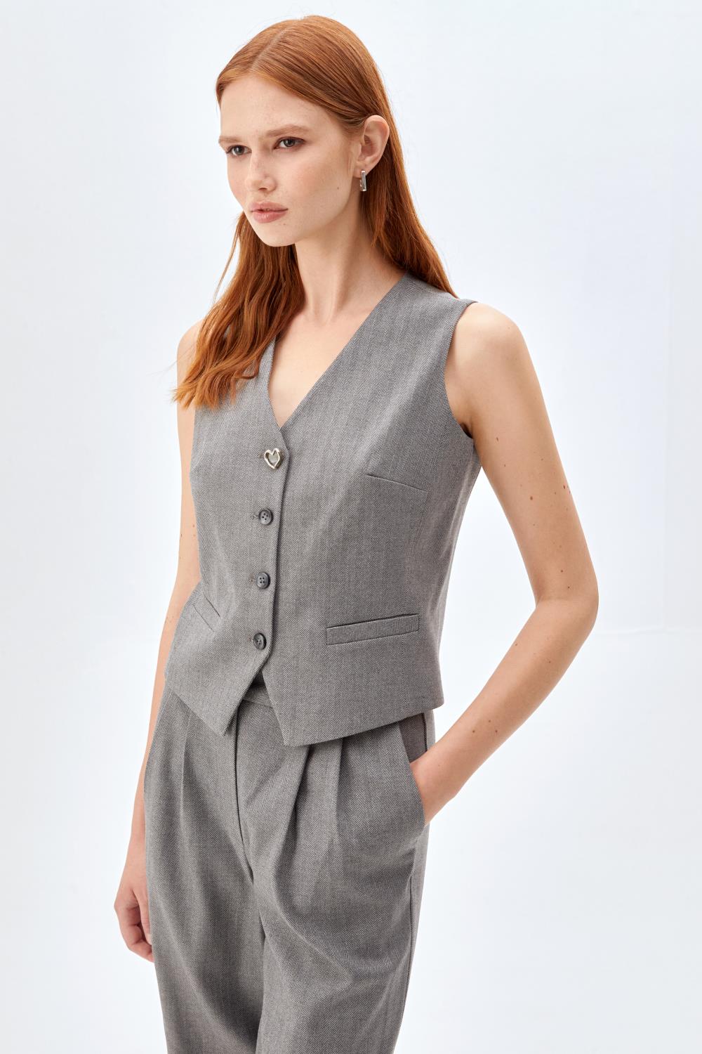 Palazzo Pantolon Yelek Takım GRİ