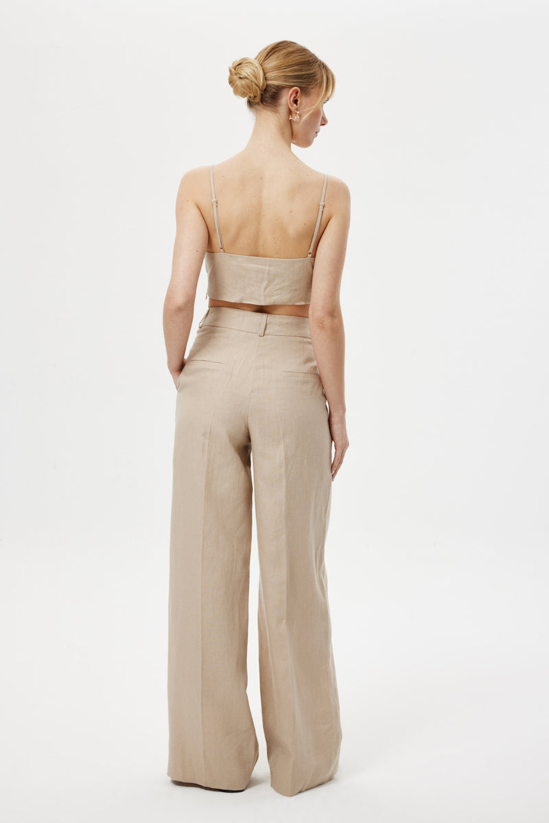 Loose-Fit Keten Pantolon BEJ