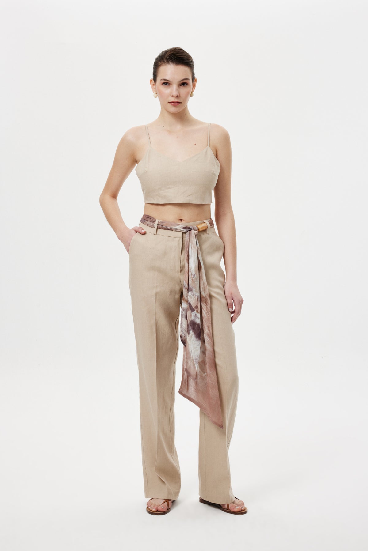 Straight Kuşaklı Pantolon Bej