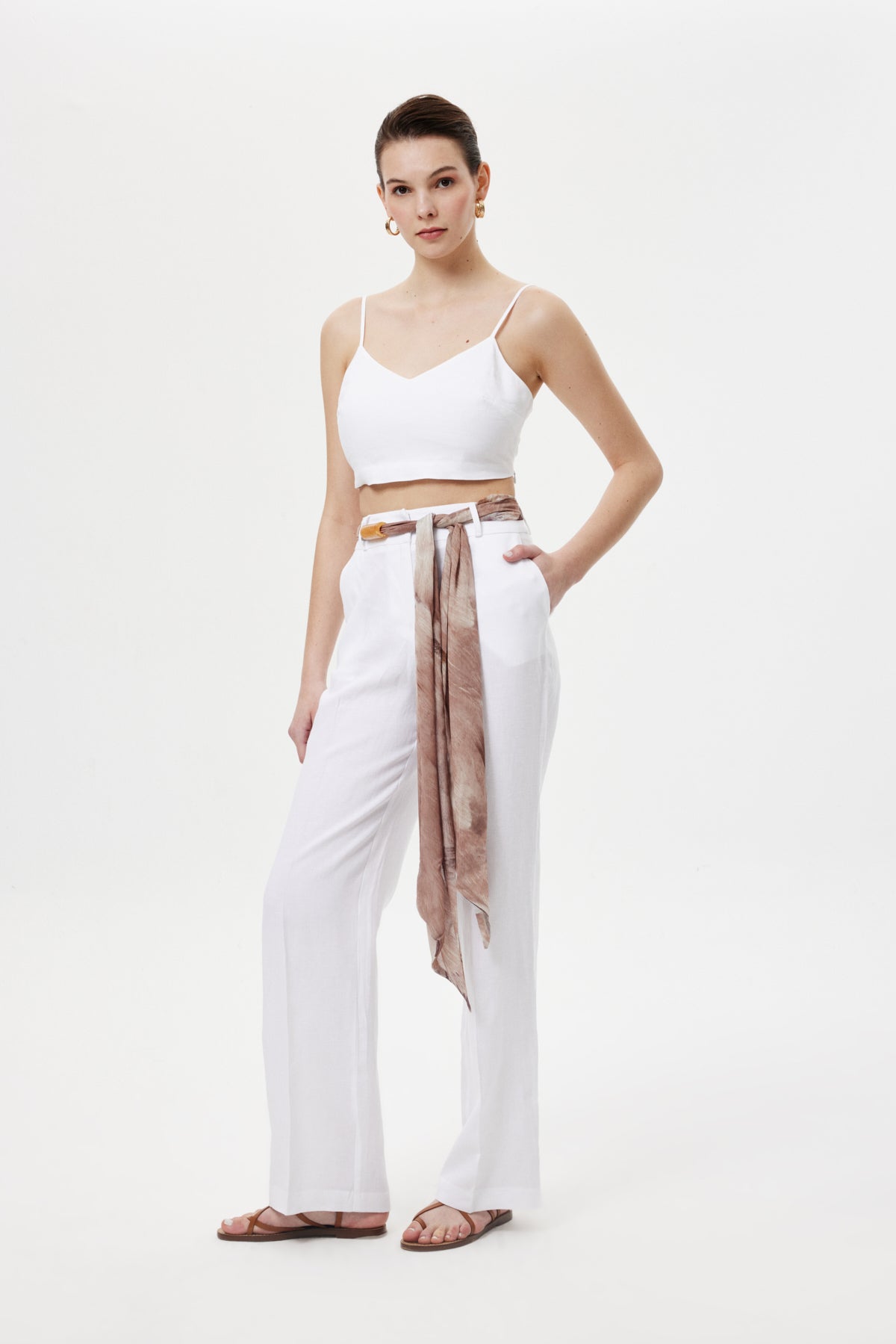 Straight Kuşaklı Pantolon BEYAZ