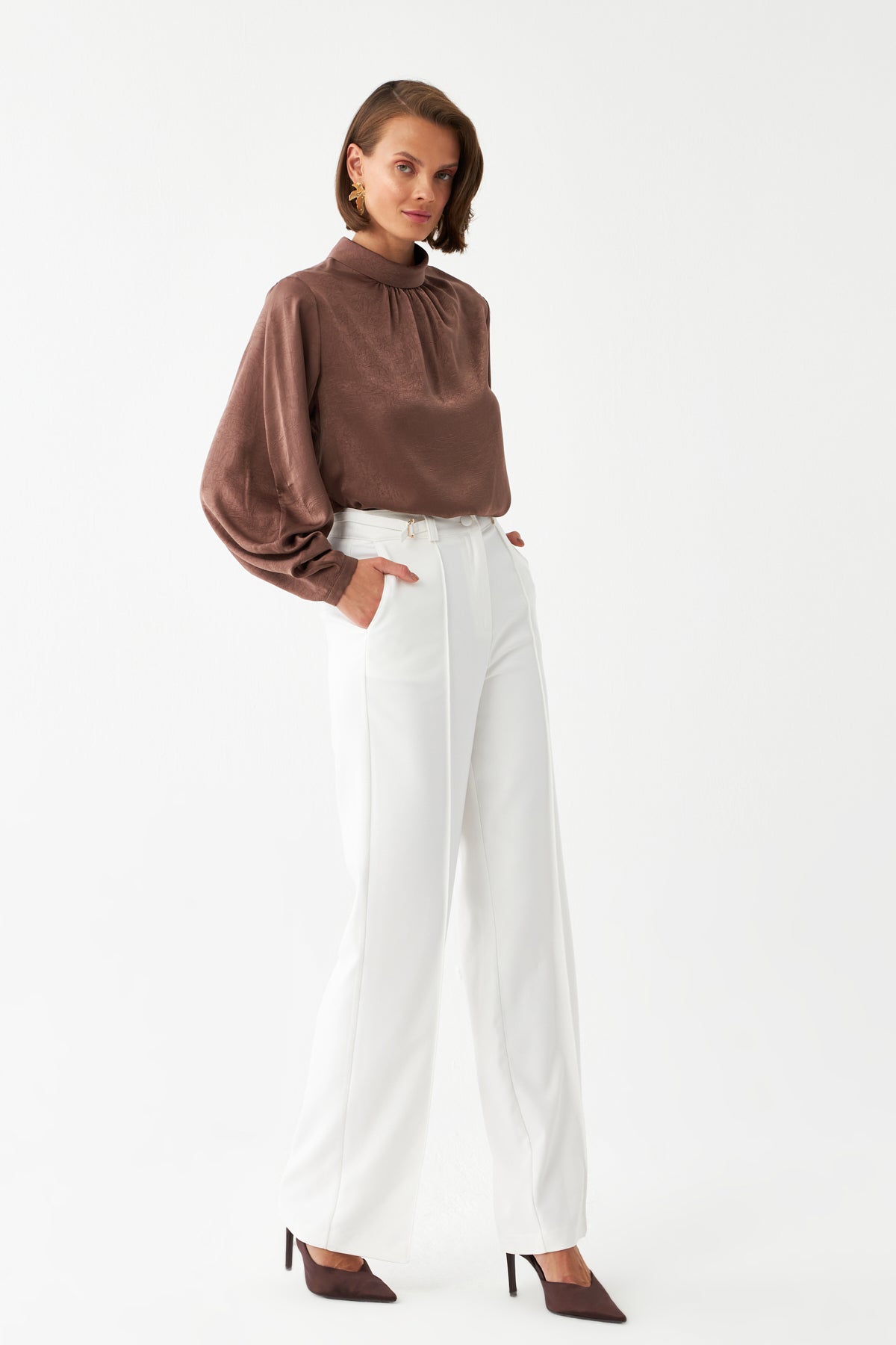 Yüksek Bel Geniş Paça Pantolon