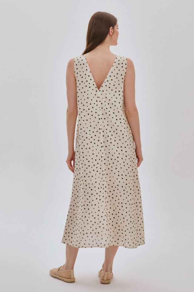 Şerit Detaylı Elbise BEJ-SİYAH