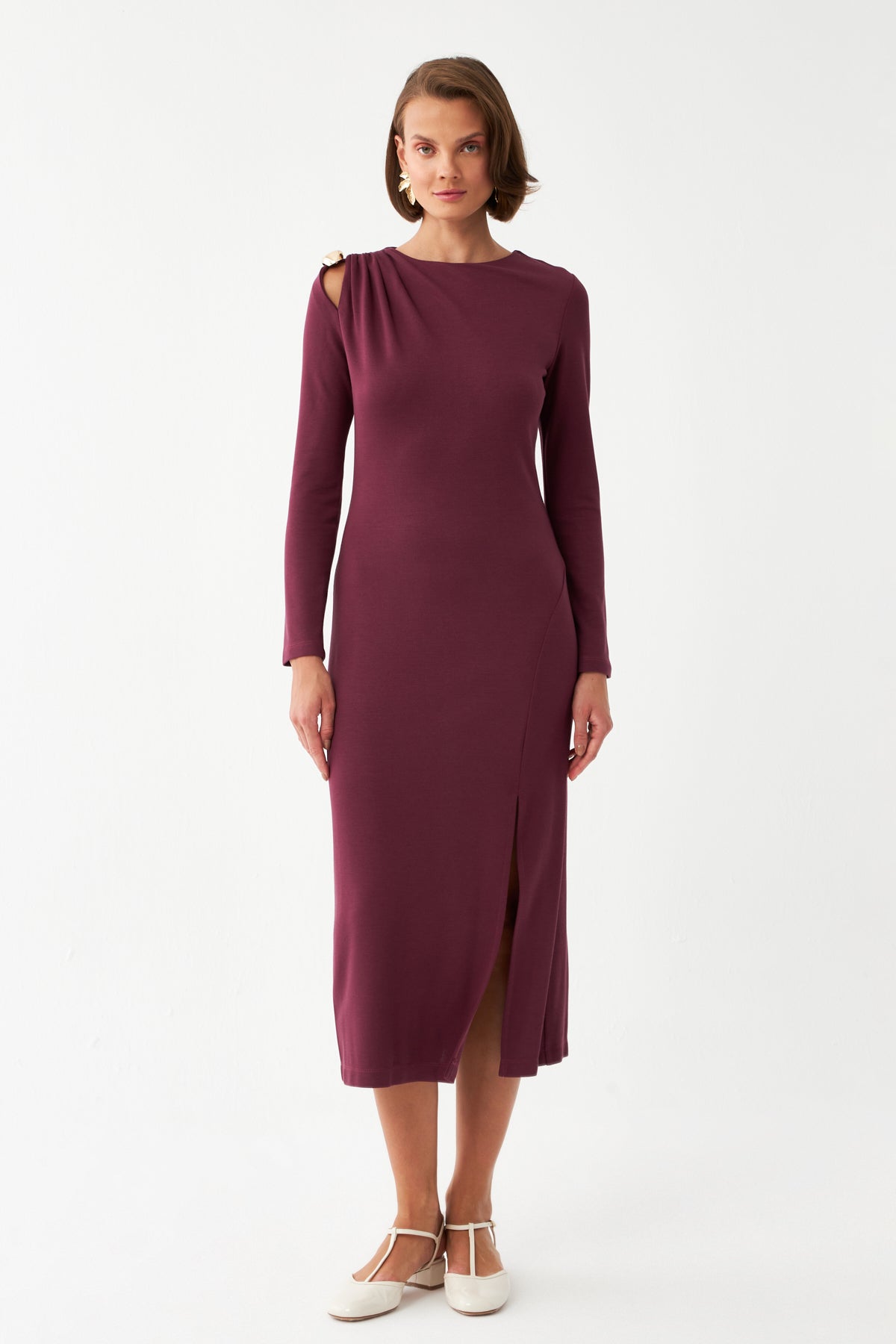 Straight-Fit Elbise BORDO