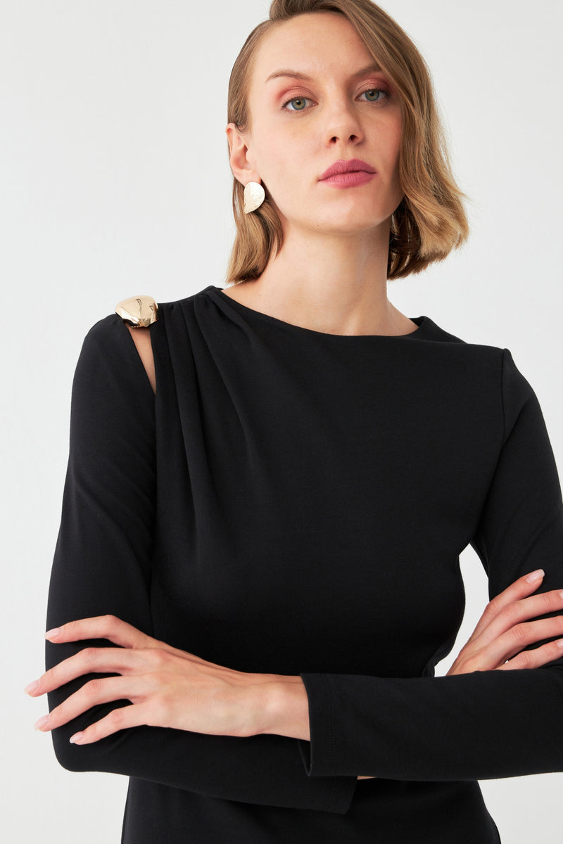 Straight-Fit Elbise SİYAH