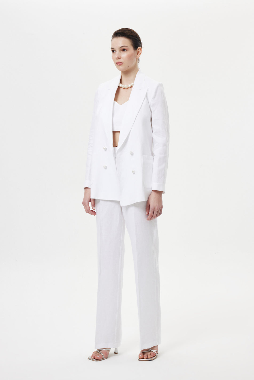 İncili Keten Takım BEYAZ