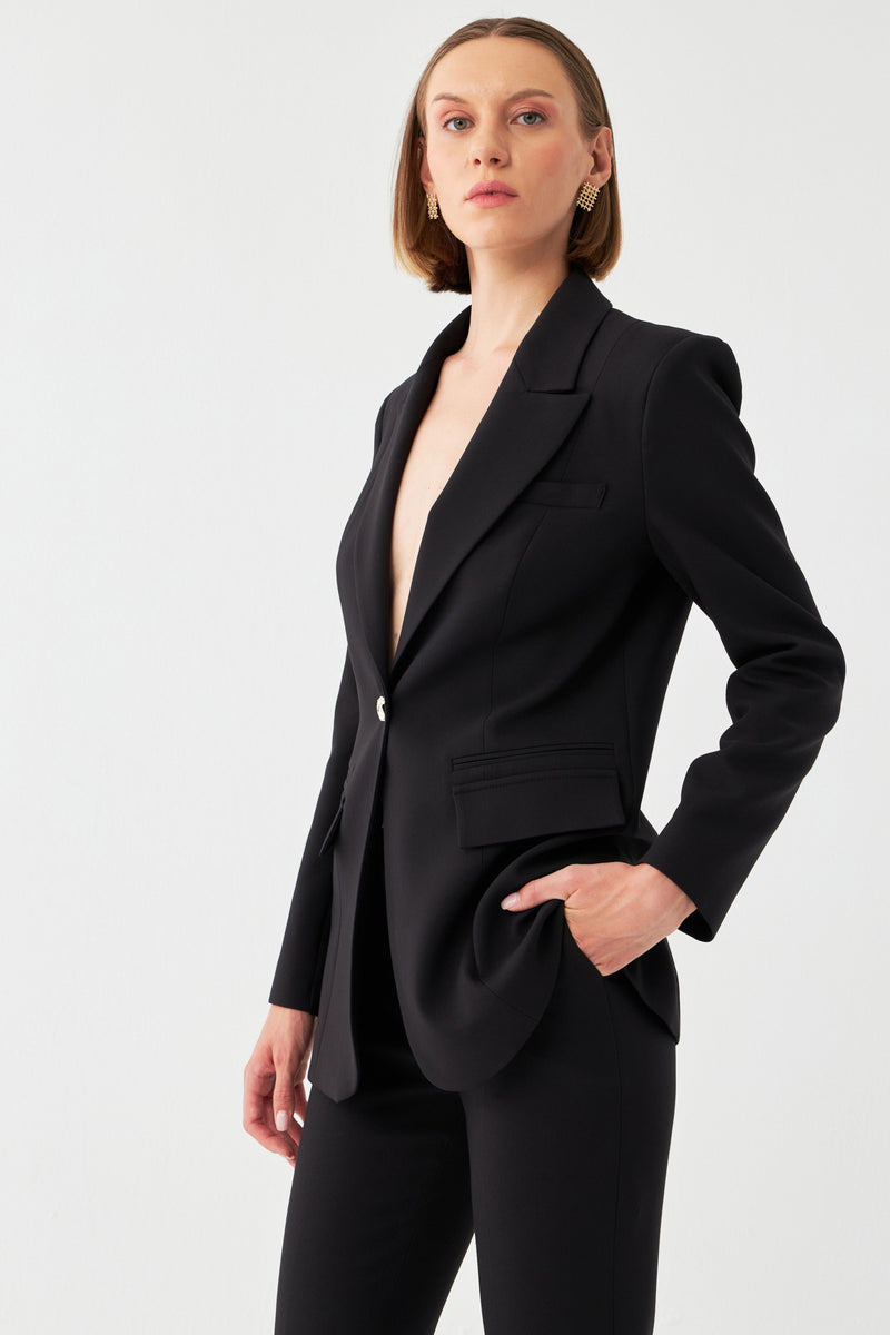 Tek Düğmeli Blazer Takım SİYAH