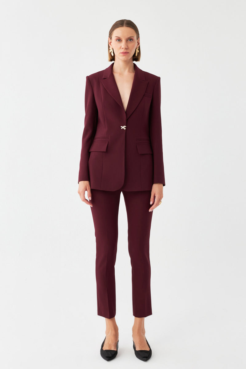 Tek Düğmeli Blazer Takım BORDO