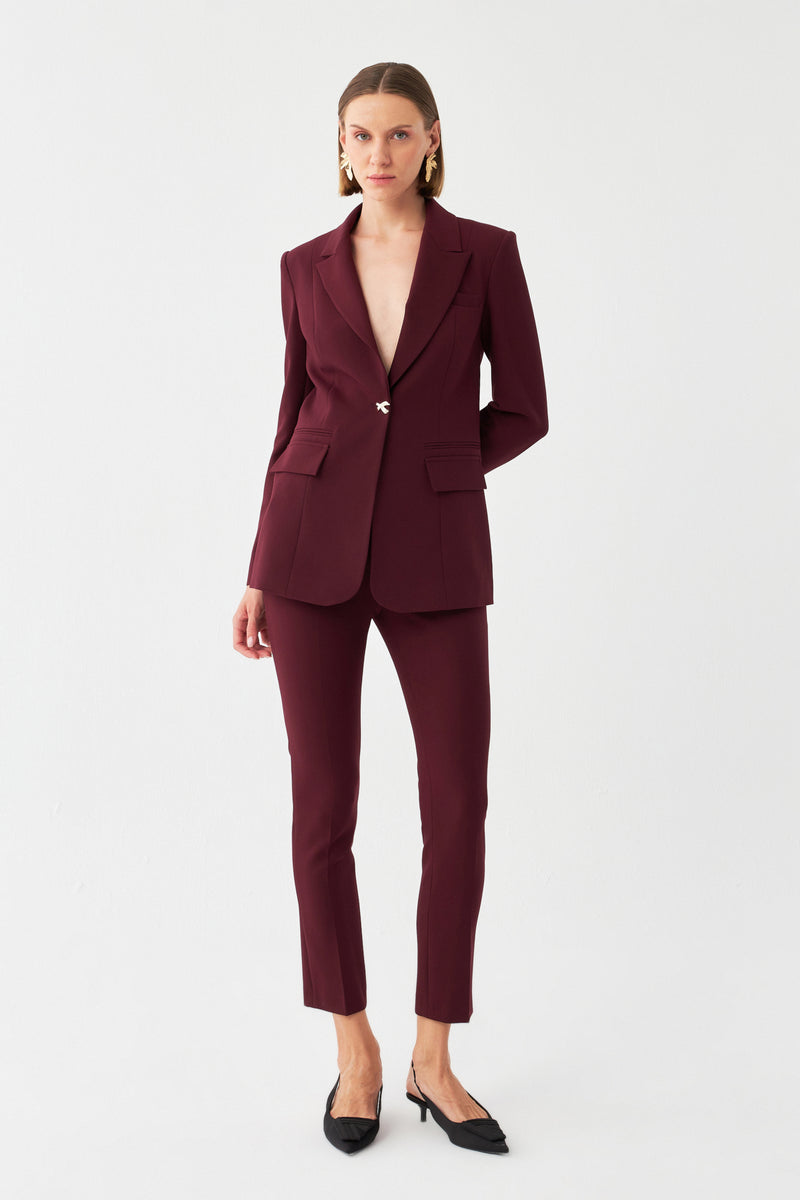 Tek Düğmeli Blazer Takım BORDO