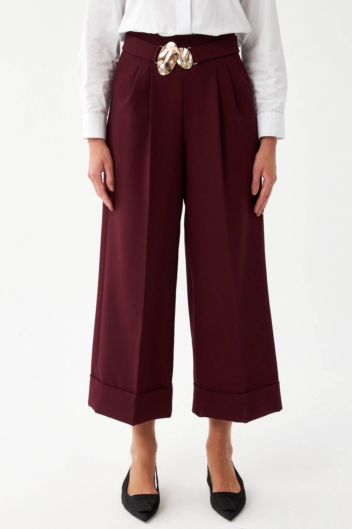 Tokalı Kısa Paça Pantolon BORDO