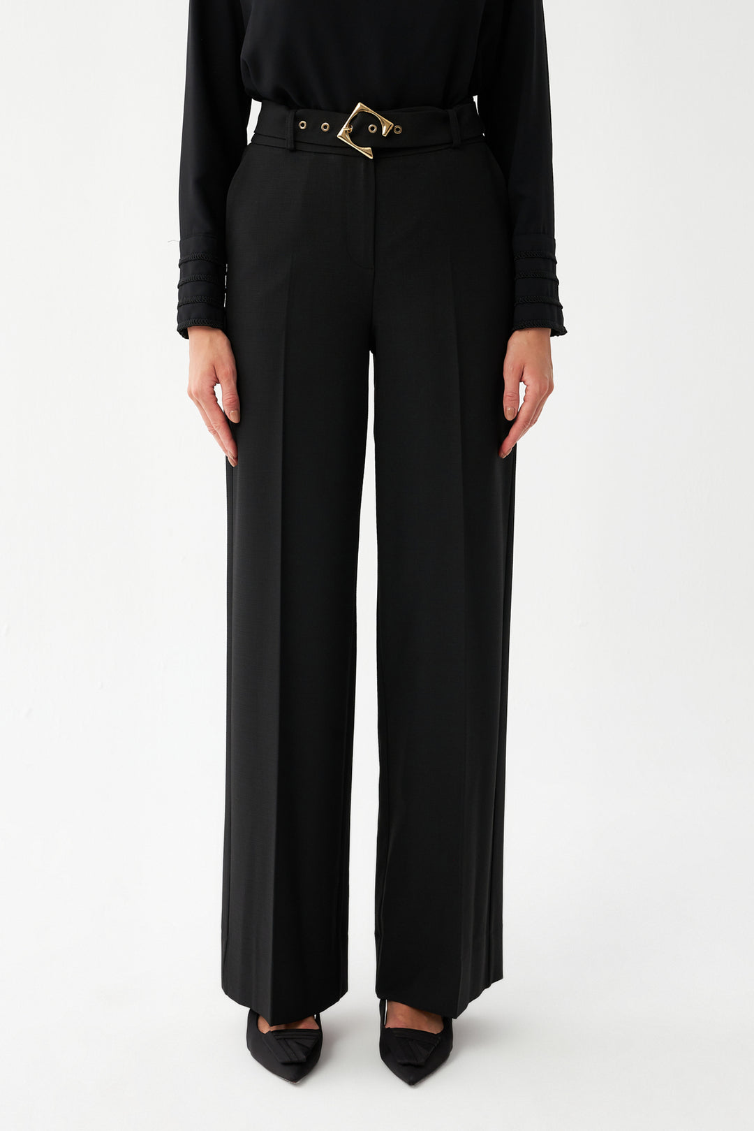 Uzun Kuşaklı Pantolon SİYAH