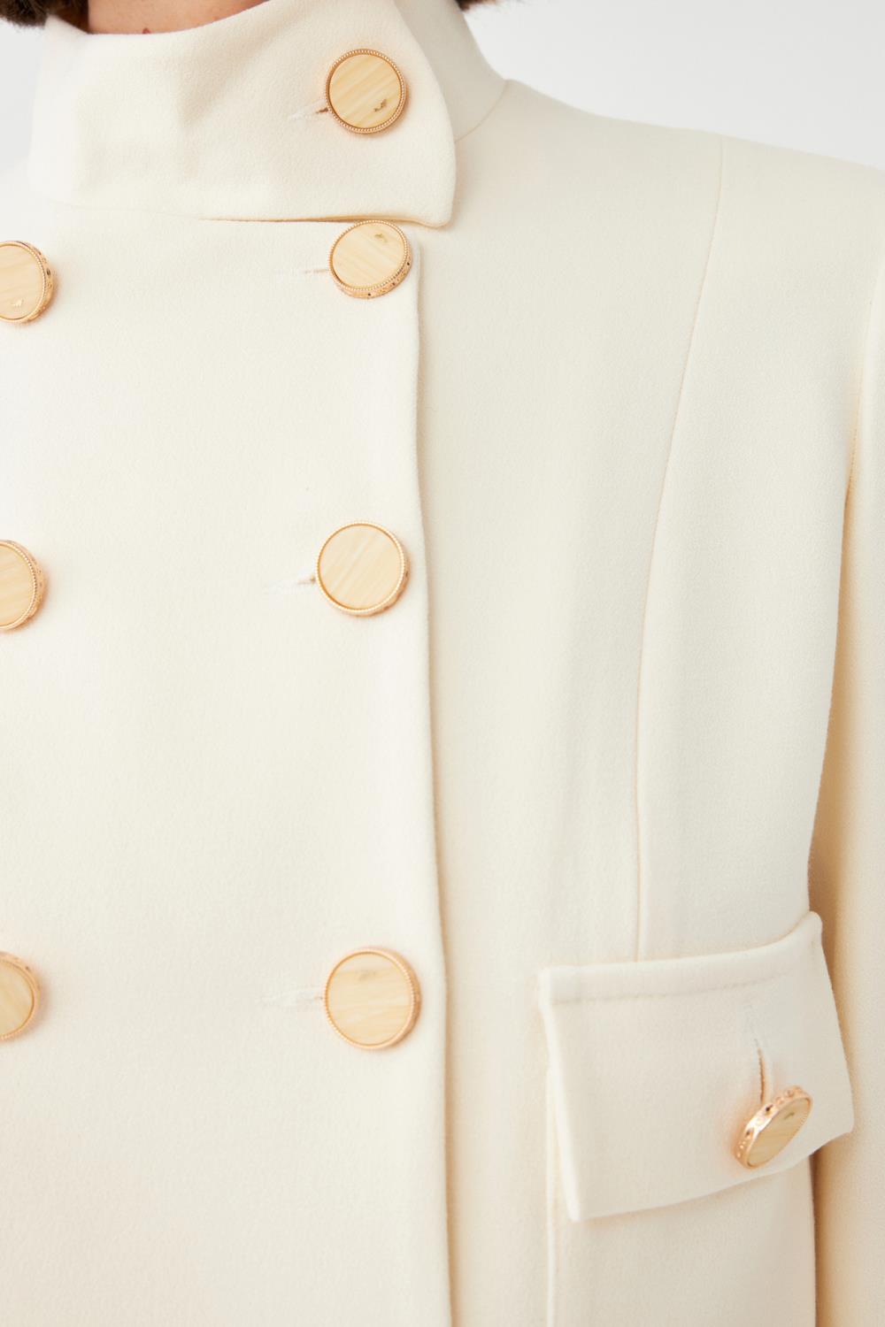 Yüksek Yaka Blazer & A Form Etek Takımı EKRU