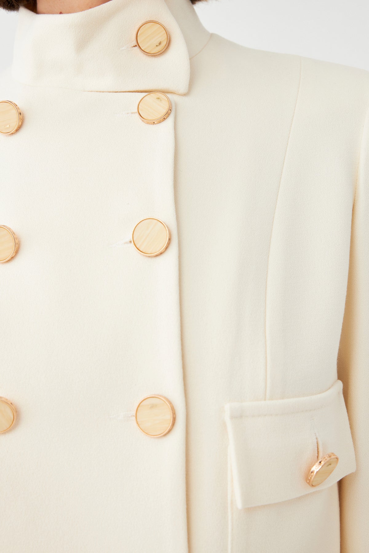 Yüksek Yaka Blazer & A Form Etek Takımı EKRU